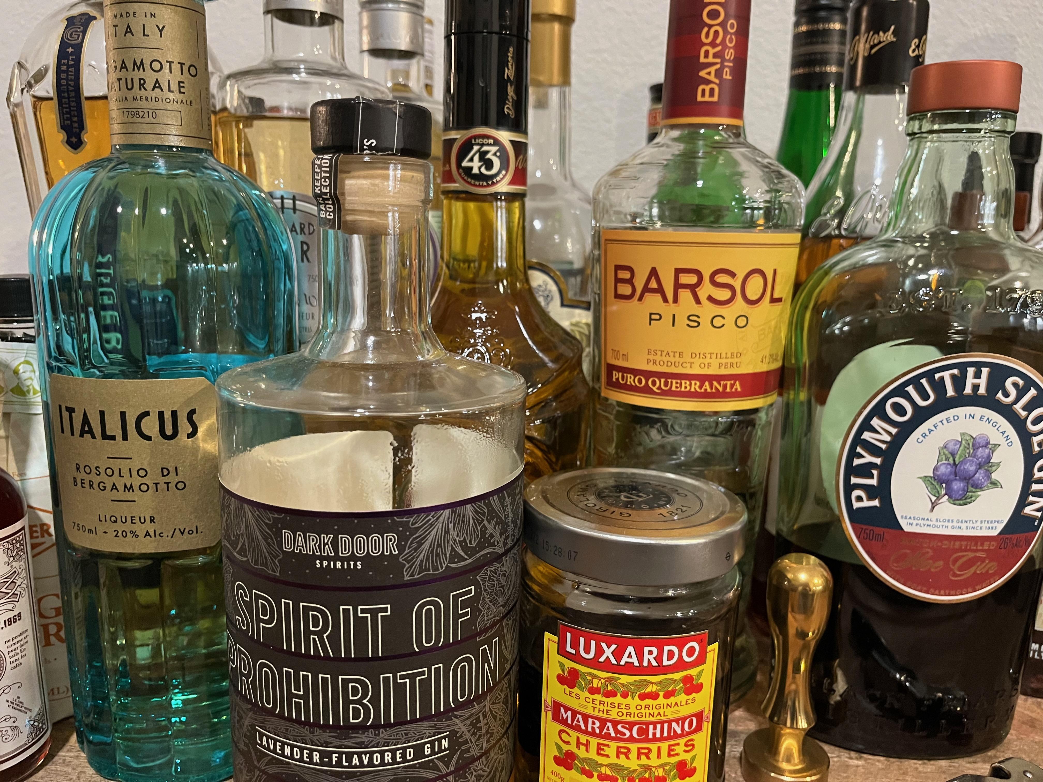 Bar cart full of bottles