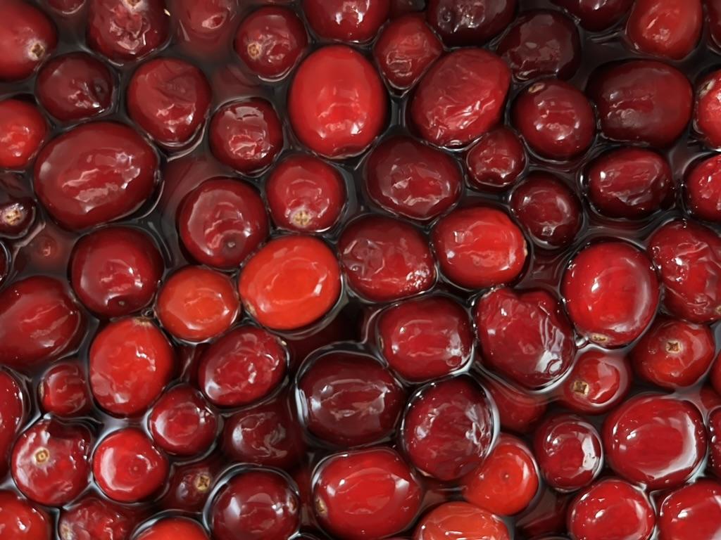 Cranberries in a pot